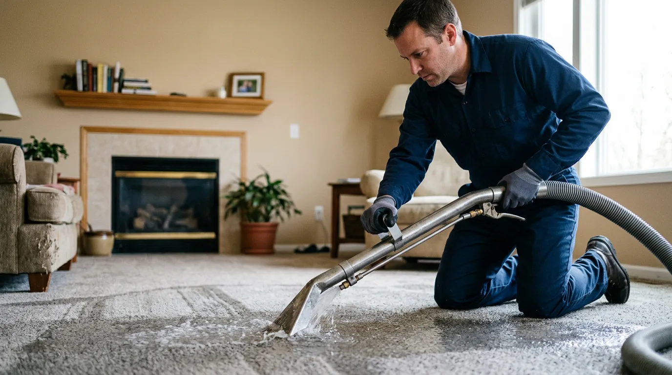 Water damage restoration technician working near Beatrice, AL